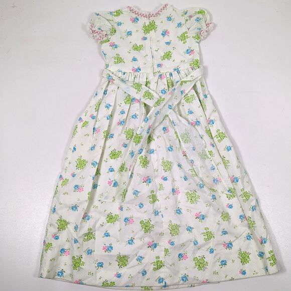 Vintage Handmade Dress Girls Size 6/7 Midi Maxi Floral Swiss Dot Boho - Picture 4 of 5